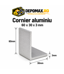 Cornier aluminiu 60 x 30 x 3 mm, 6 metri (EN AW-6060)